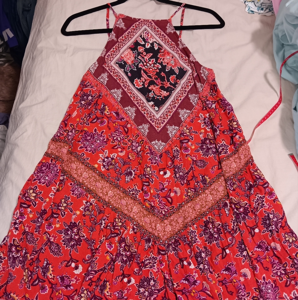 American Eagle Outfitters Burnt Orange Floral Dress Size Xsmall